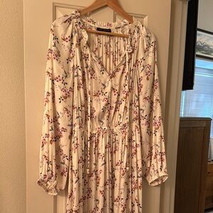 Lane Bryant Satin Cream Pleated Maxi Dress